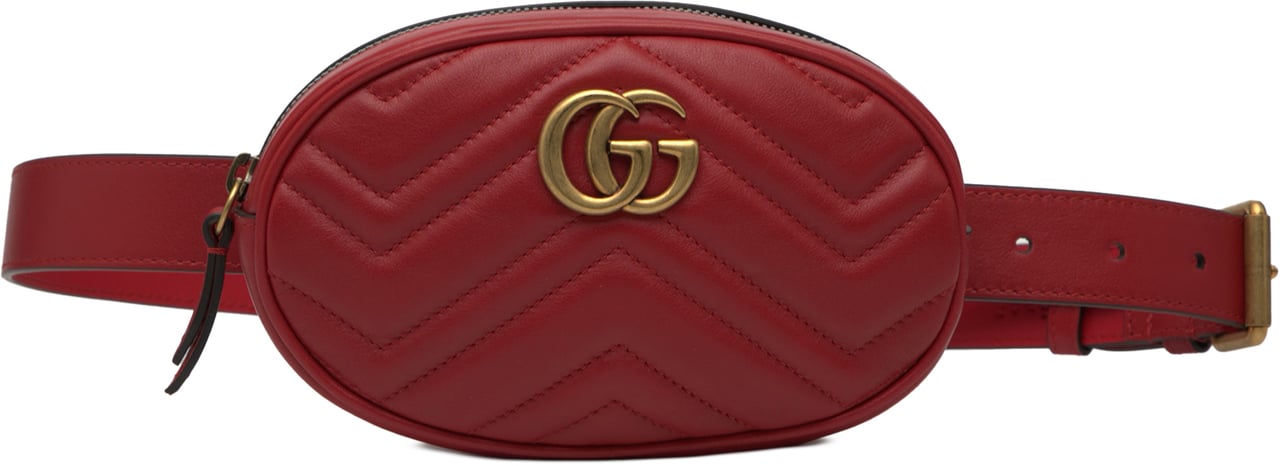 Gucci GG Marmont Matelasse Leather Belt Bag Rood