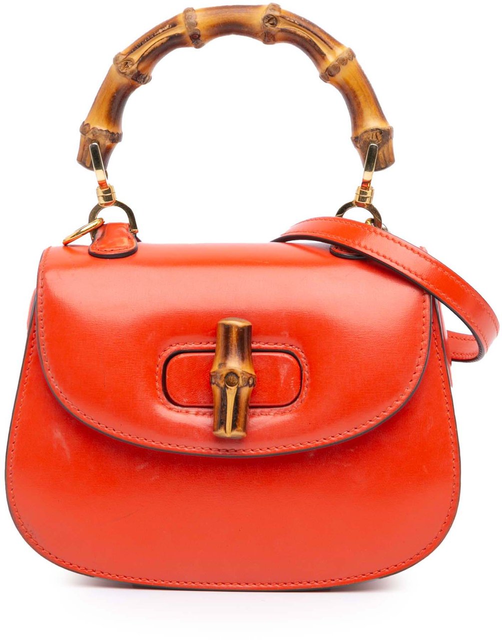 Gucci Mini Calfskin 1947 Bamboo Top Handle Bag Oranje