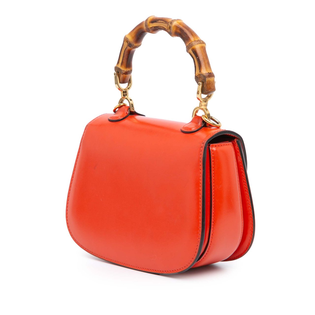 Gucci Mini Calfskin 1947 Bamboo Top Handle Bag Oranje
