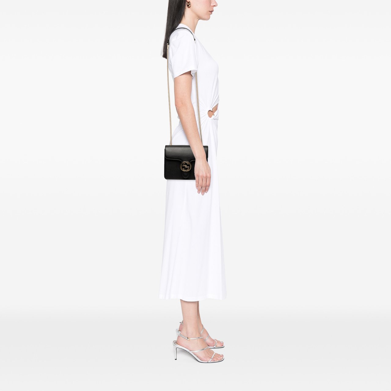 Gucci Small Dollar Calfskin Interlocking G Crossbody Zwart