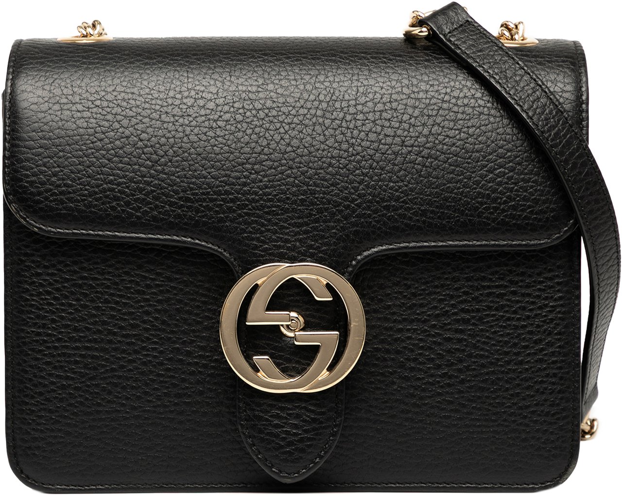 Gucci Small Dollar Calfskin Interlocking G Crossbody Zwart