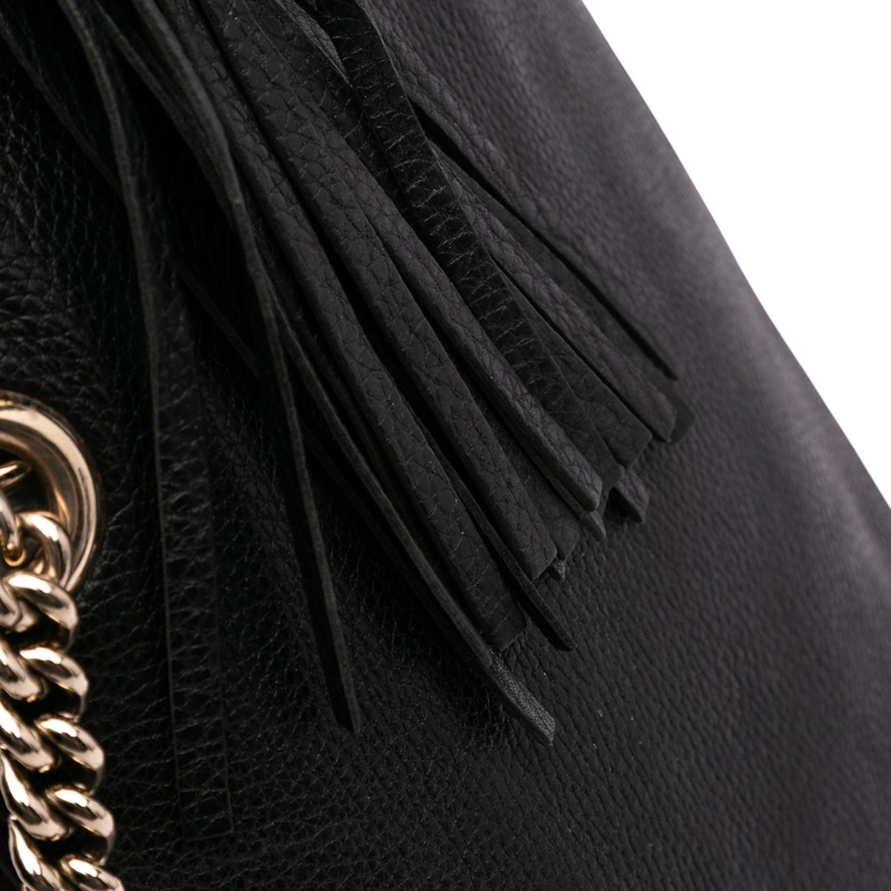 Gucci Pebbled Leather Soho Chain Zip Shoulder Bag Zwart