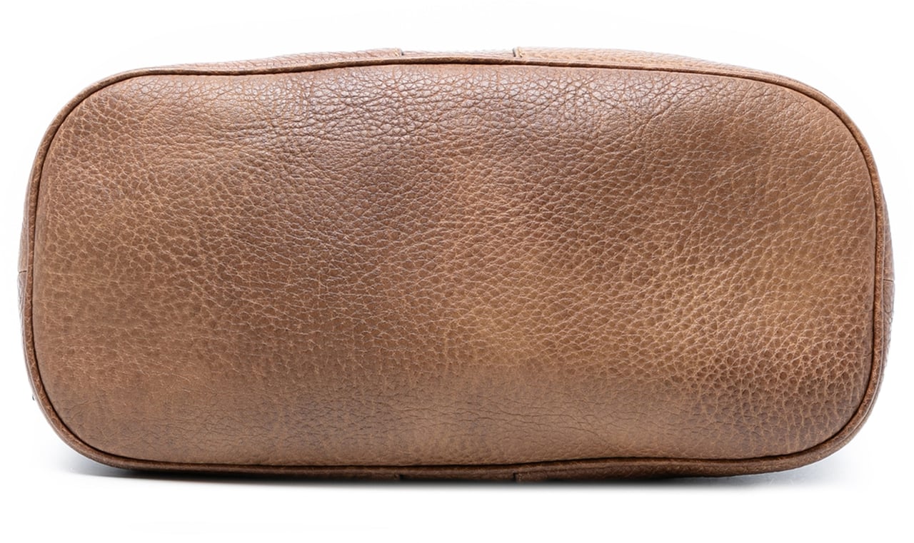 Gucci Medium Leather Web Dome Satchel Bruin