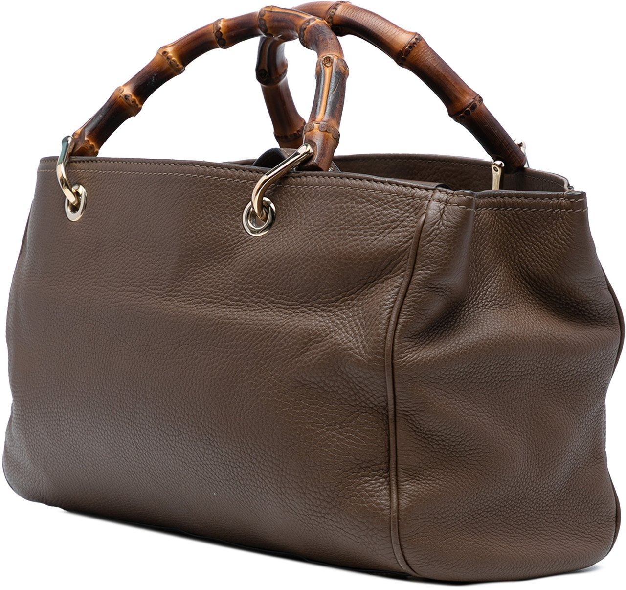Gucci Medium Calfskin Bamboo Shopper Satchel Bruin