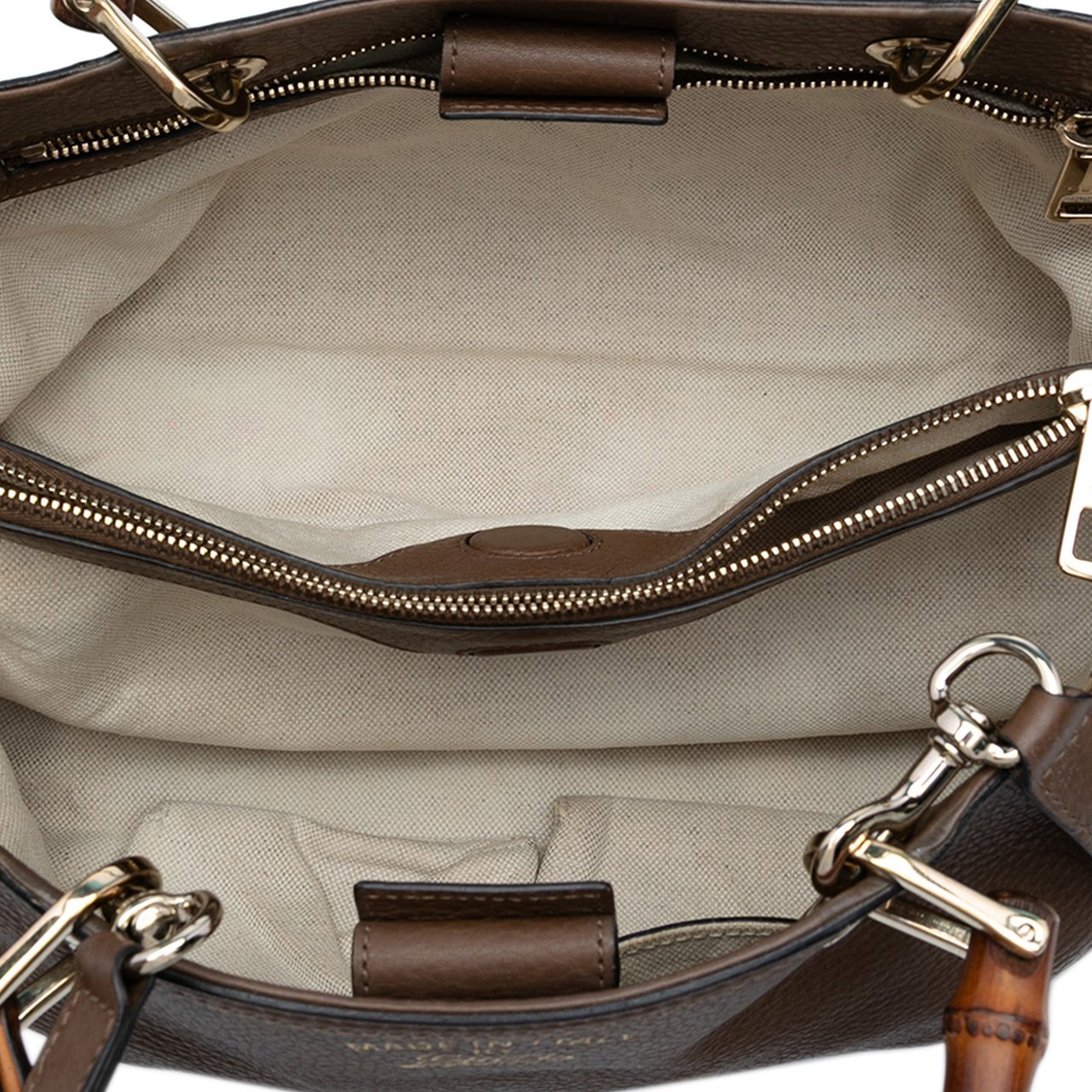 Gucci Medium Calfskin Bamboo Shopper Satchel Bruin