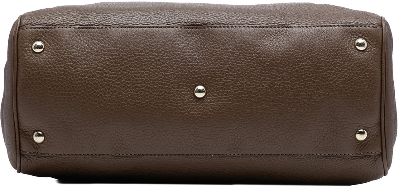 Gucci Medium Calfskin Bamboo Shopper Satchel Bruin