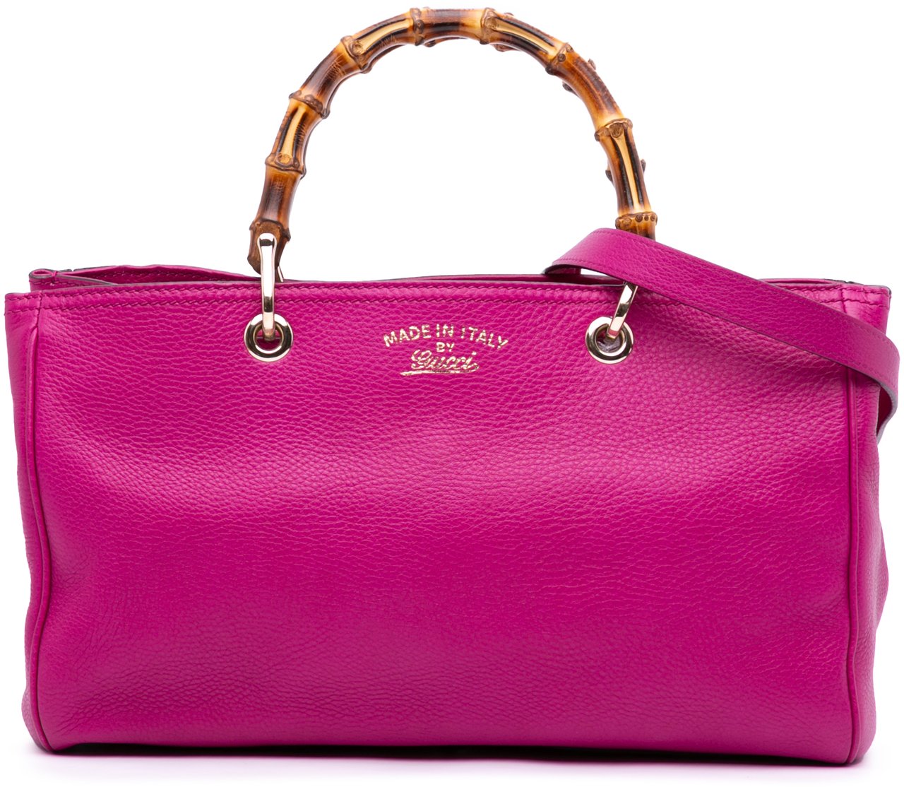 Gucci Medium Calfskin Bamboo Shopper Satchel Roze