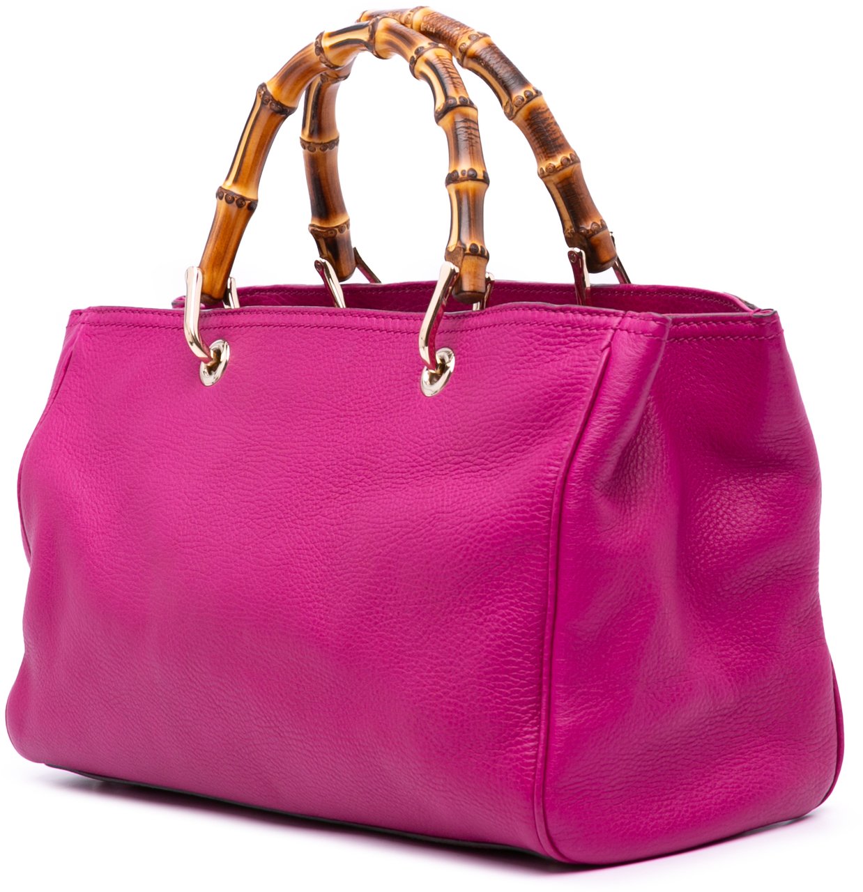 Gucci Medium Calfskin Bamboo Shopper Satchel Roze