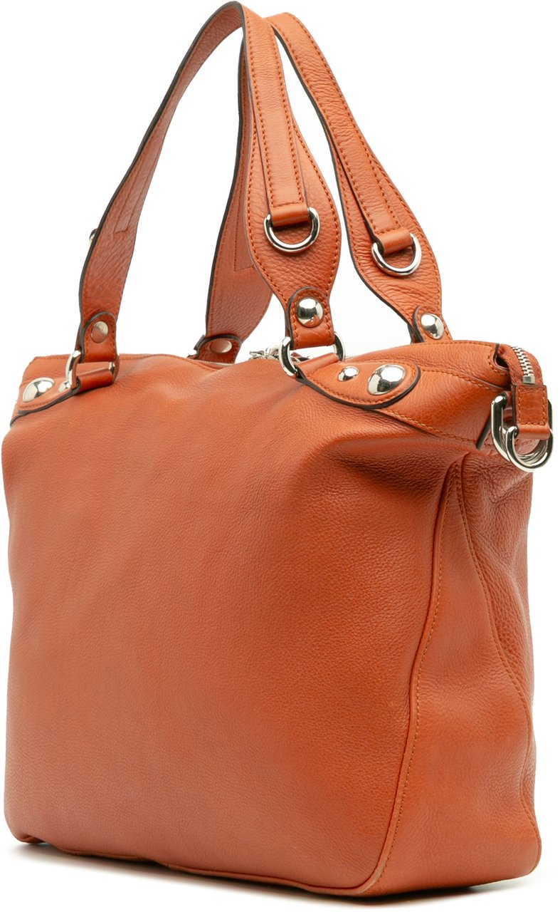Gucci Large Pebbled Calfskin Icon Bit Satchel Oranje