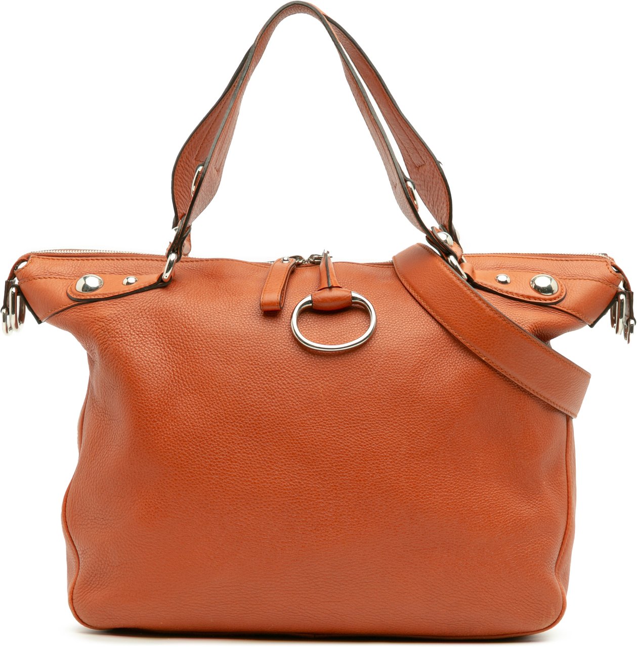 Gucci Large Pebbled Calfskin Icon Bit Satchel Oranje