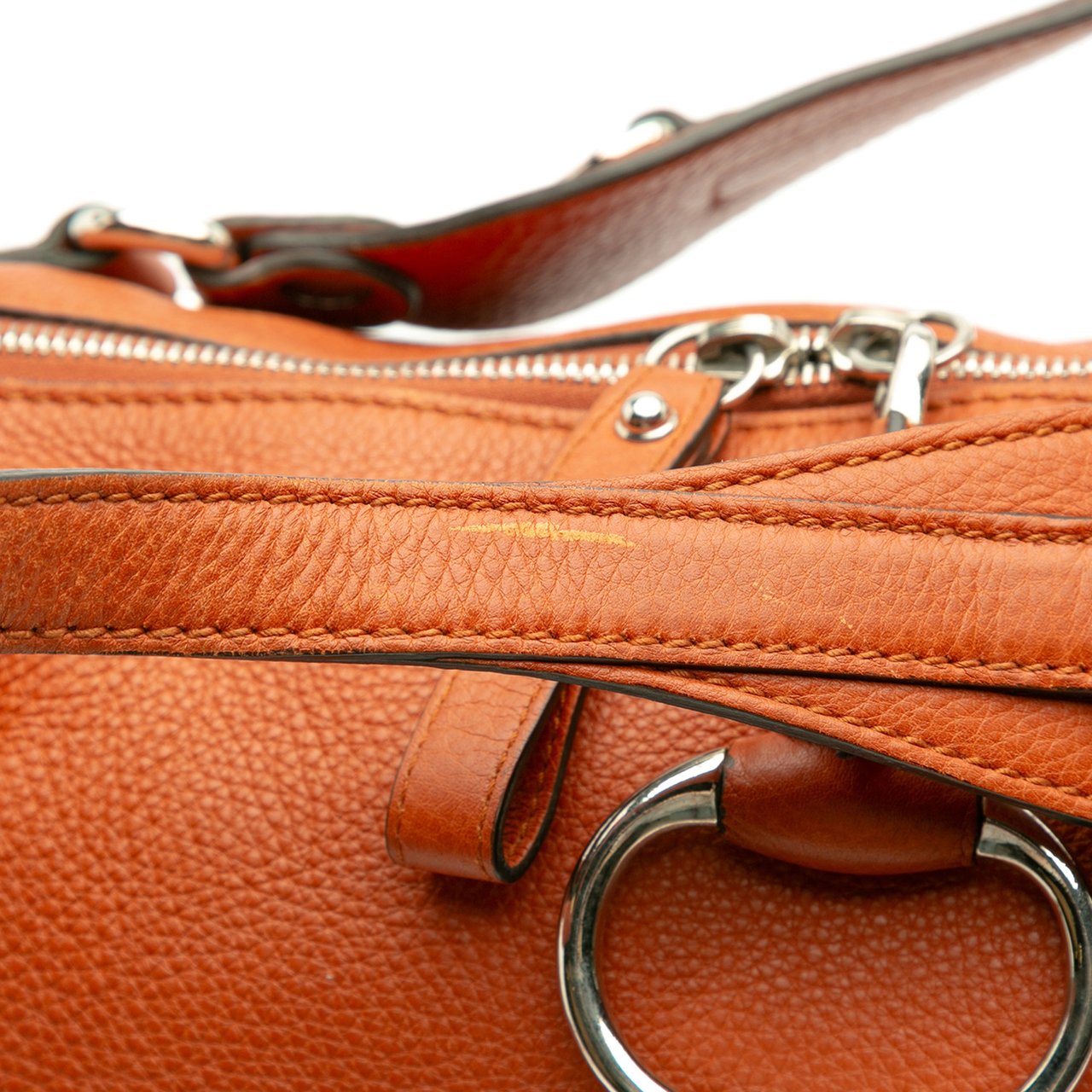 Gucci Large Pebbled Calfskin Icon Bit Satchel Oranje