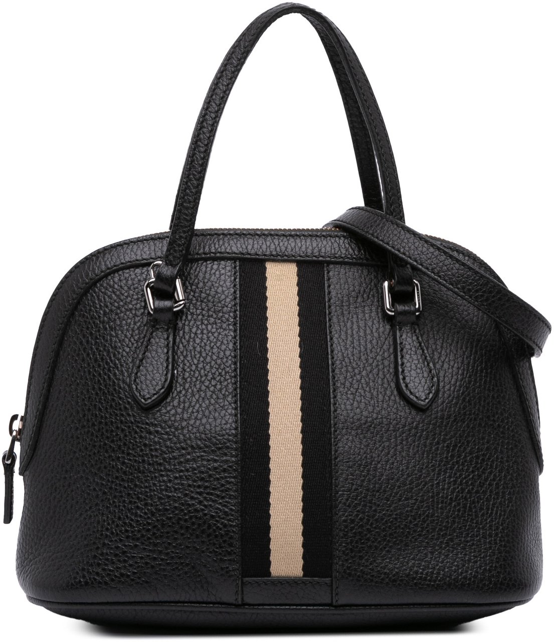 Gucci Mini Leather Web Dome Satchel Zwart