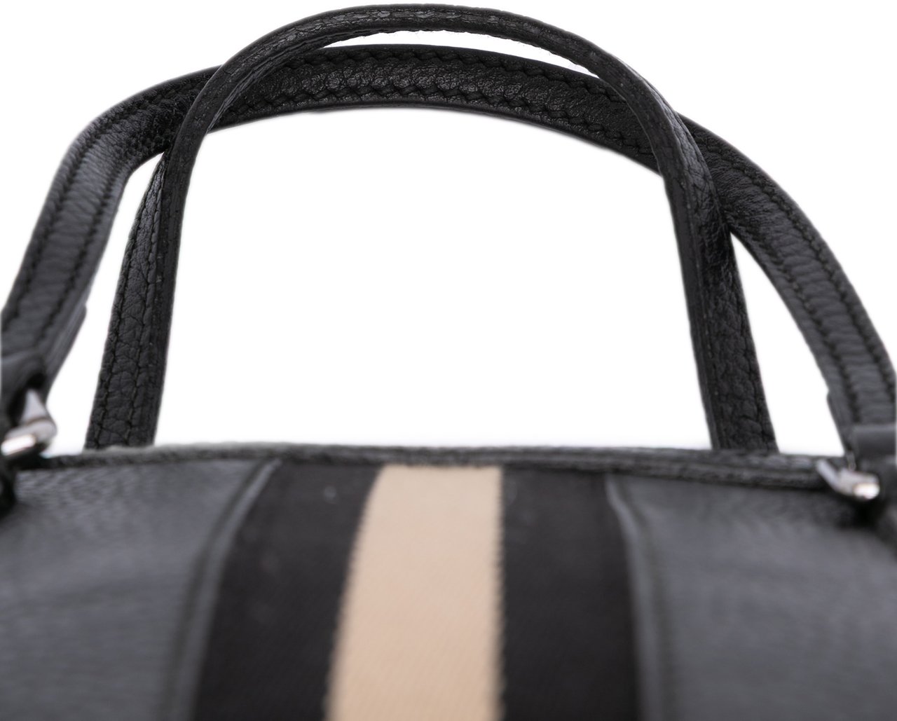 Gucci Mini Leather Web Dome Satchel Zwart