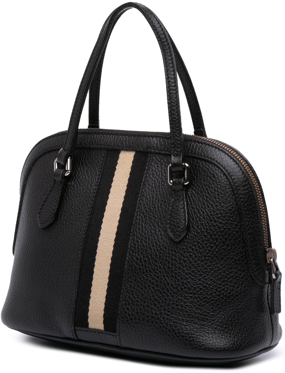 Gucci Mini Leather Web Dome Satchel Zwart