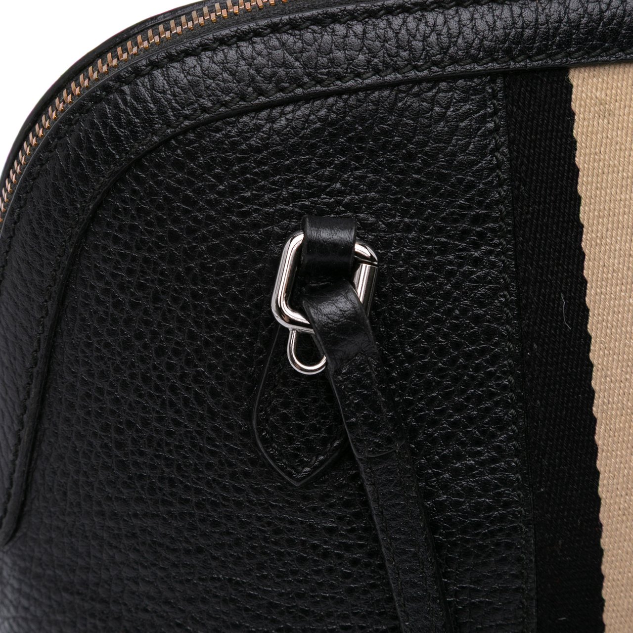Gucci Mini Leather Web Dome Satchel Zwart