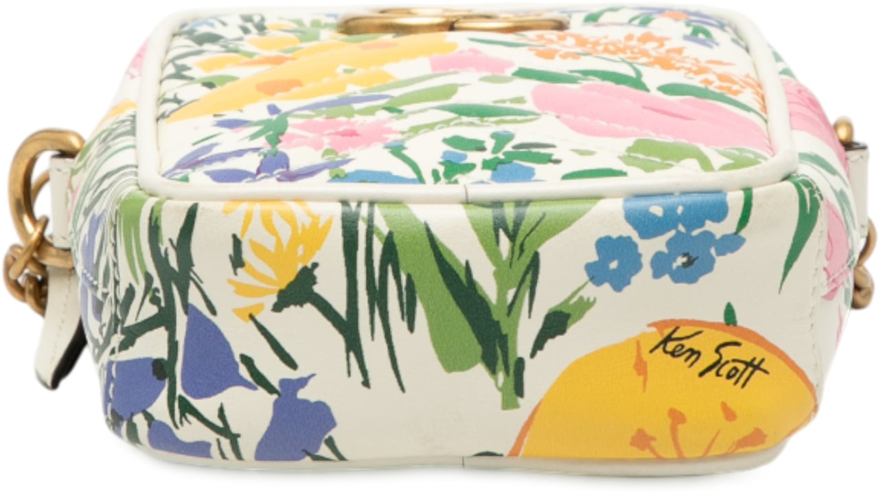 Gucci Mini GG Marmont Floral Printed Matelasse Leather Crossbody Wit