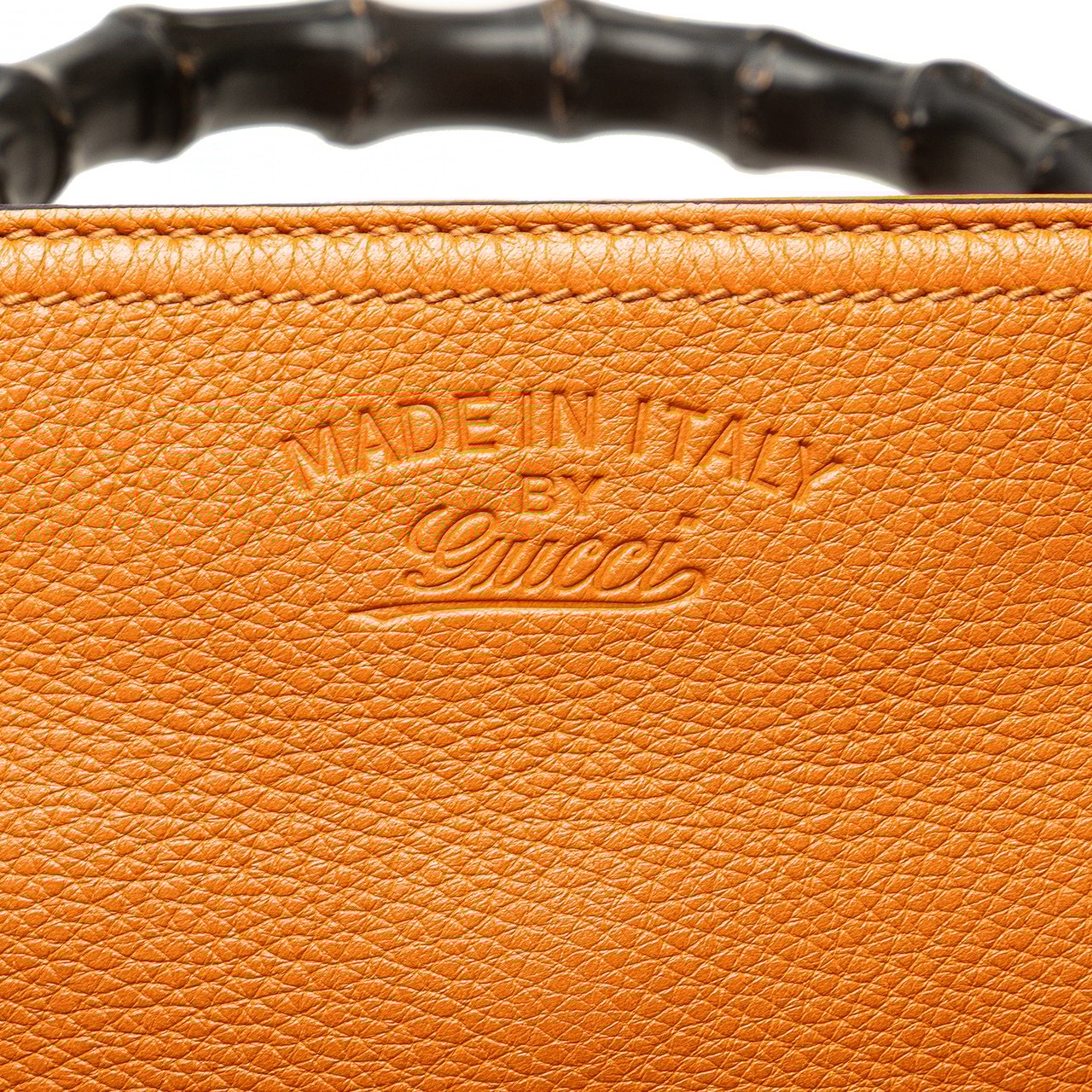 Gucci Small Calfskin Bamboo Shopper Satchel Oranje