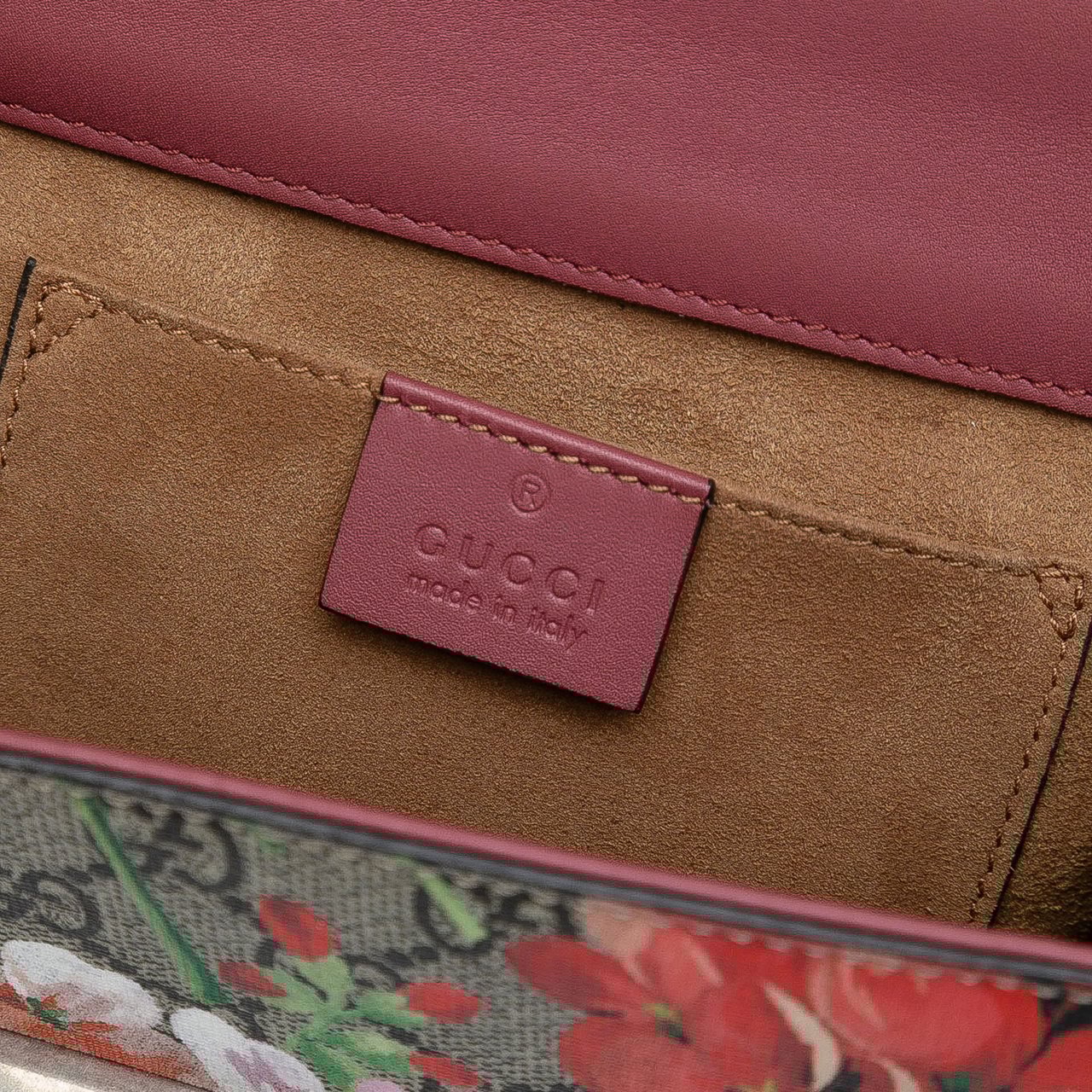Gucci Small GG Supreme Blooms Padlock Crossbody Bruin