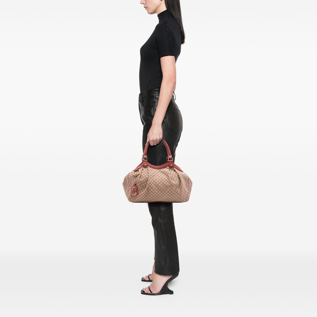Gucci Medium Diamante Canvas Sukey Tote Bruin