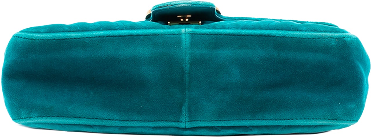 Gucci Medium GG Marmont Matelasse Velvet Shoulder Bag Blauw