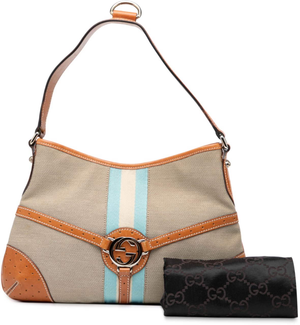 Gucci Canvas Web Reins Shoulder Bag Bruin