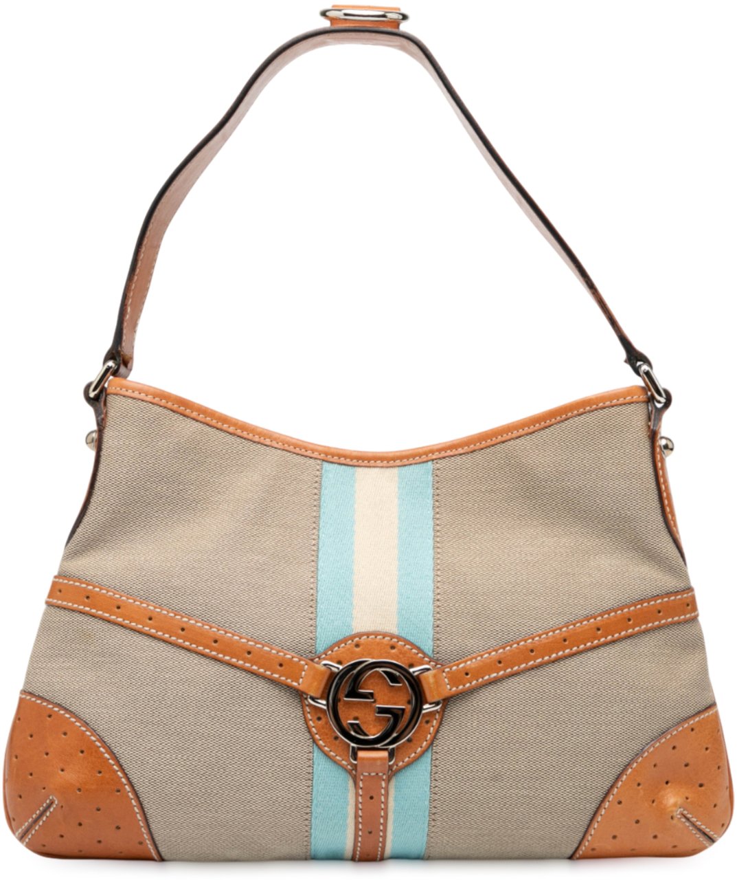 Gucci Canvas Web Reins Shoulder Bag Bruin