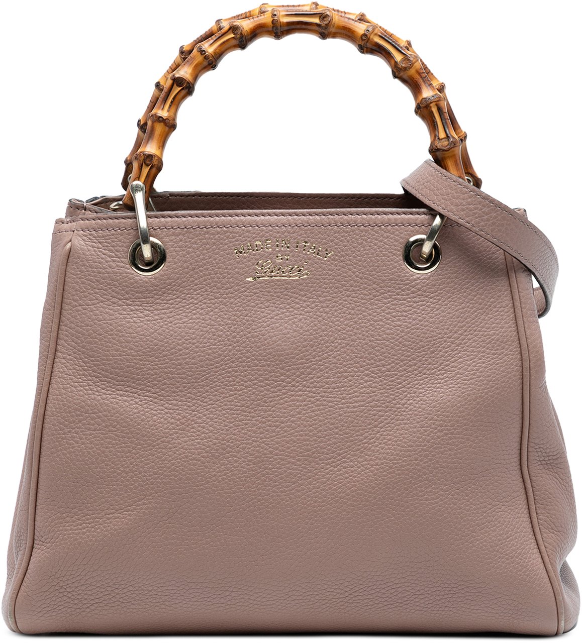 Gucci Small Calfskin Bamboo Shopper Satchel Bruin