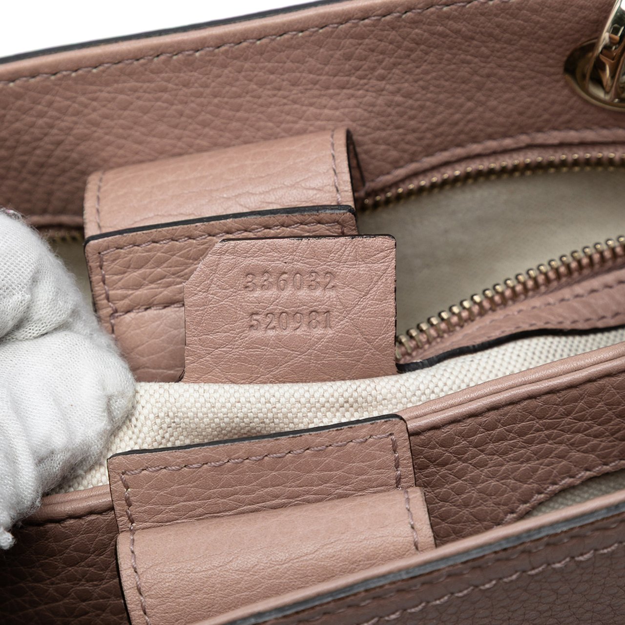 Gucci Small Calfskin Bamboo Shopper Satchel Bruin