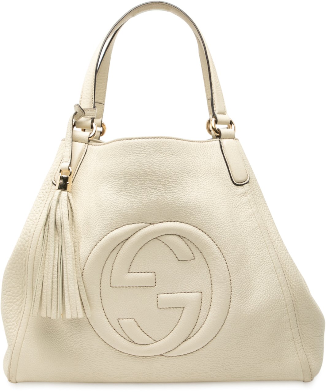 Gucci Medium Leather Soho Cellarius Tote Wit