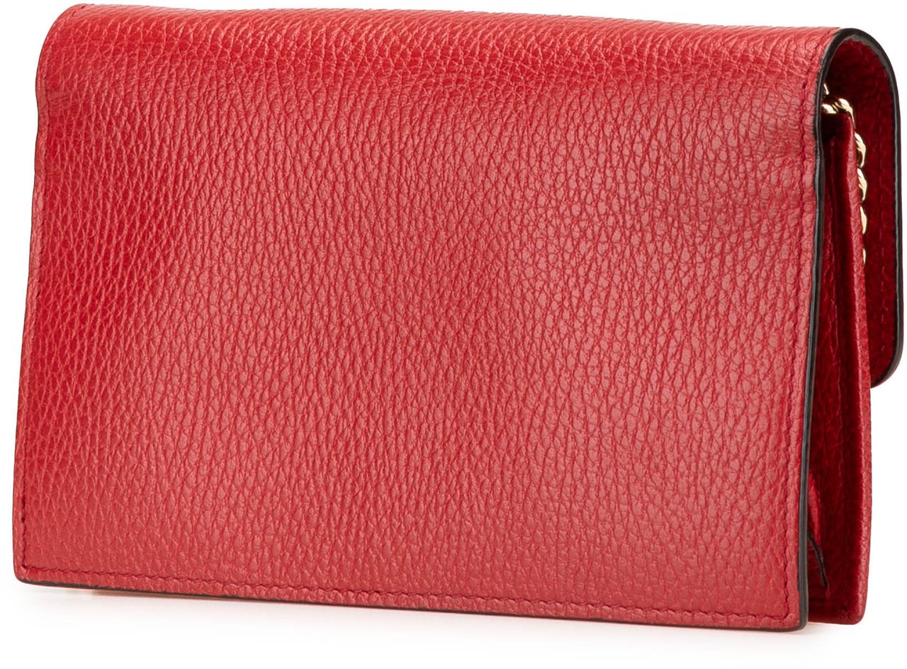 Gucci Leather Interlocking G Dollar Wallet on Chain Rood