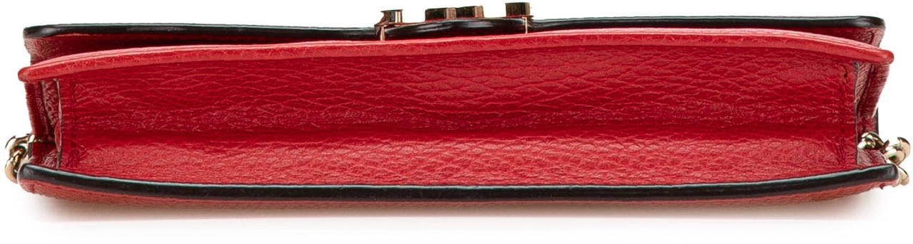 Gucci Leather Interlocking G Dollar Wallet on Chain Rood