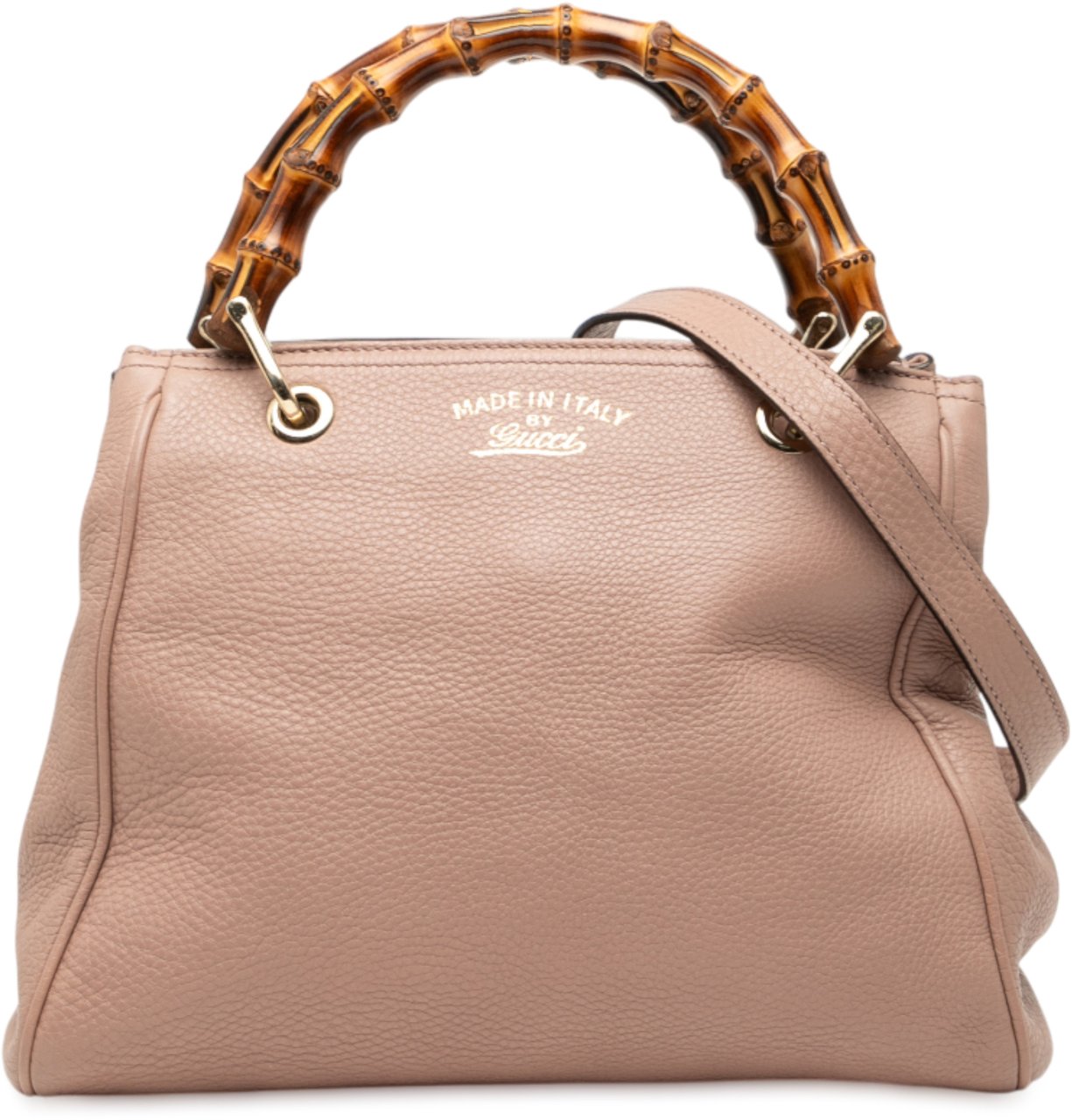 Gucci Small Calfskin Bamboo Shopper Satchel Roze
