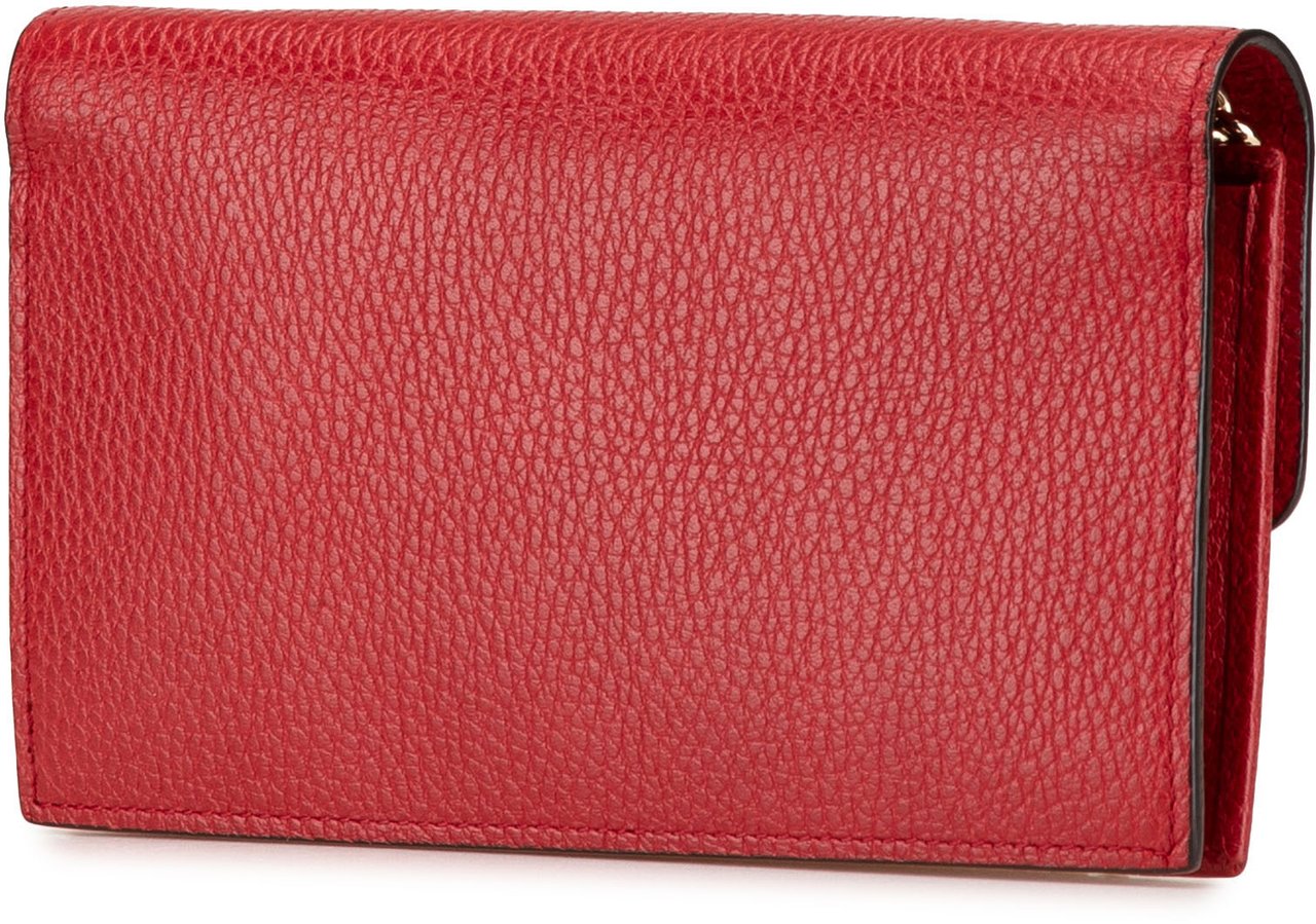 Gucci Leather Interlocking G Dollar Wallet on Chain Rood