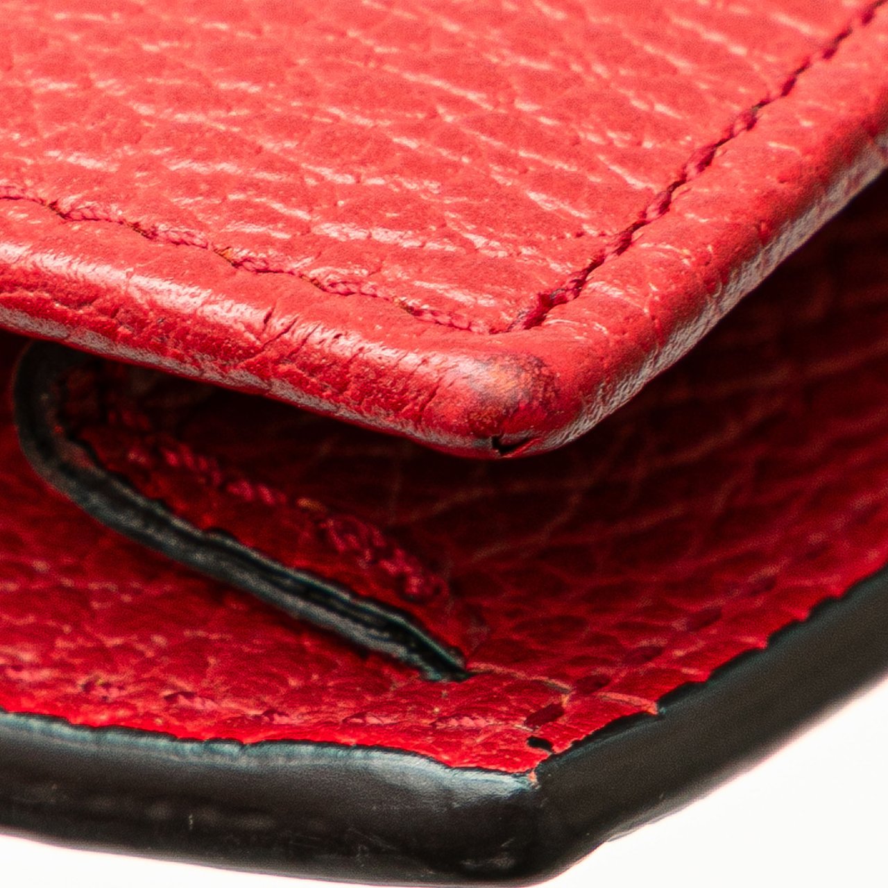 Gucci Leather Interlocking G Dollar Wallet on Chain Rood