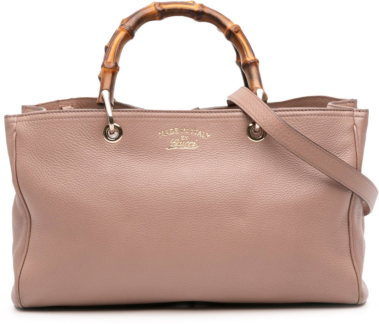 Gucci Medium Calfskin Bamboo Shopper Satchel Bruin