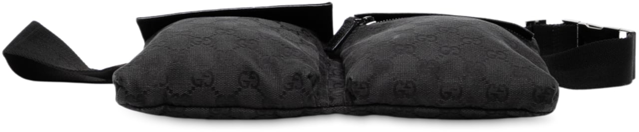 Gucci GG Canvas Double Pocket Belt Bag Zwart