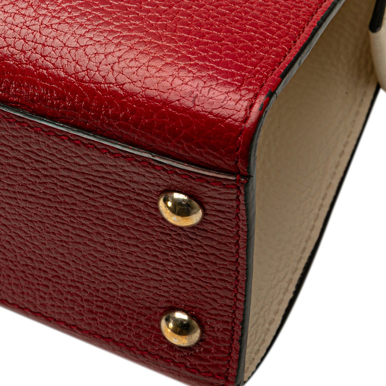 Gucci Medium Tricolor Pebbled Calfskin Soho Convertible Top Handle Bag Rood