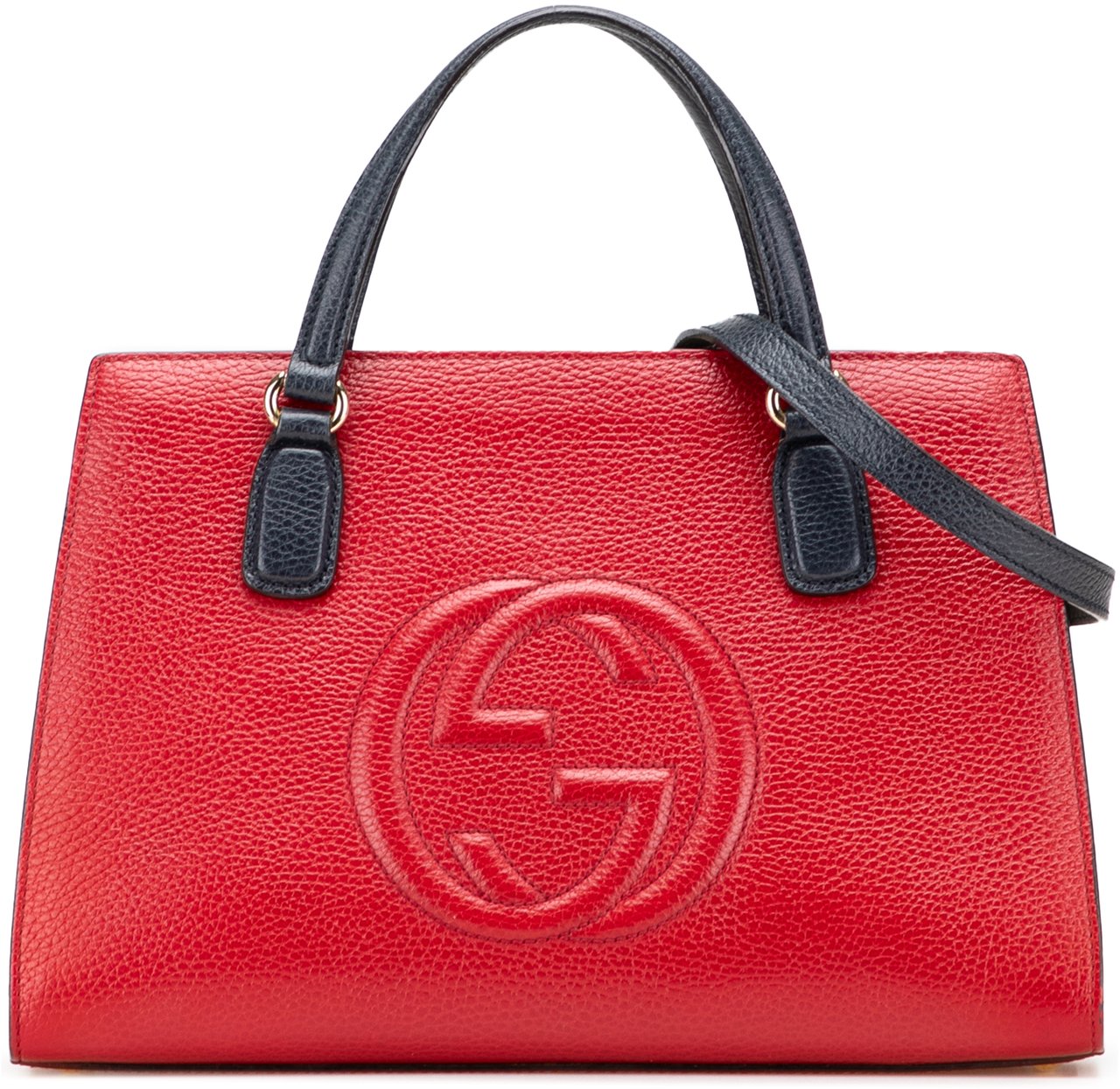 Gucci Medium Tricolor Pebbled Calfskin Soho Convertible Top Handle Bag Rood