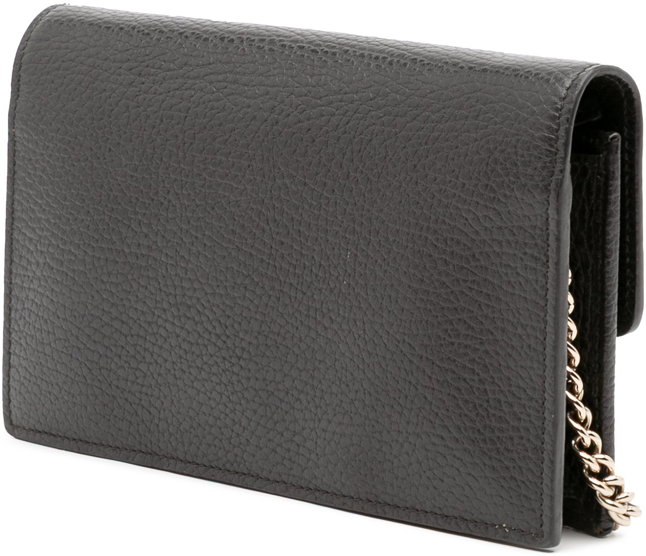 Gucci Leather Interlocking G Dollar Wallet on Chain Zwart