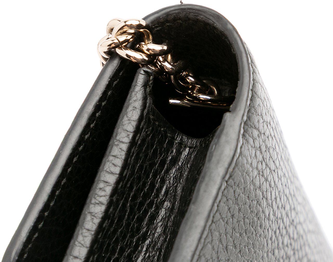 Gucci Leather Interlocking G Dollar Wallet on Chain Zwart