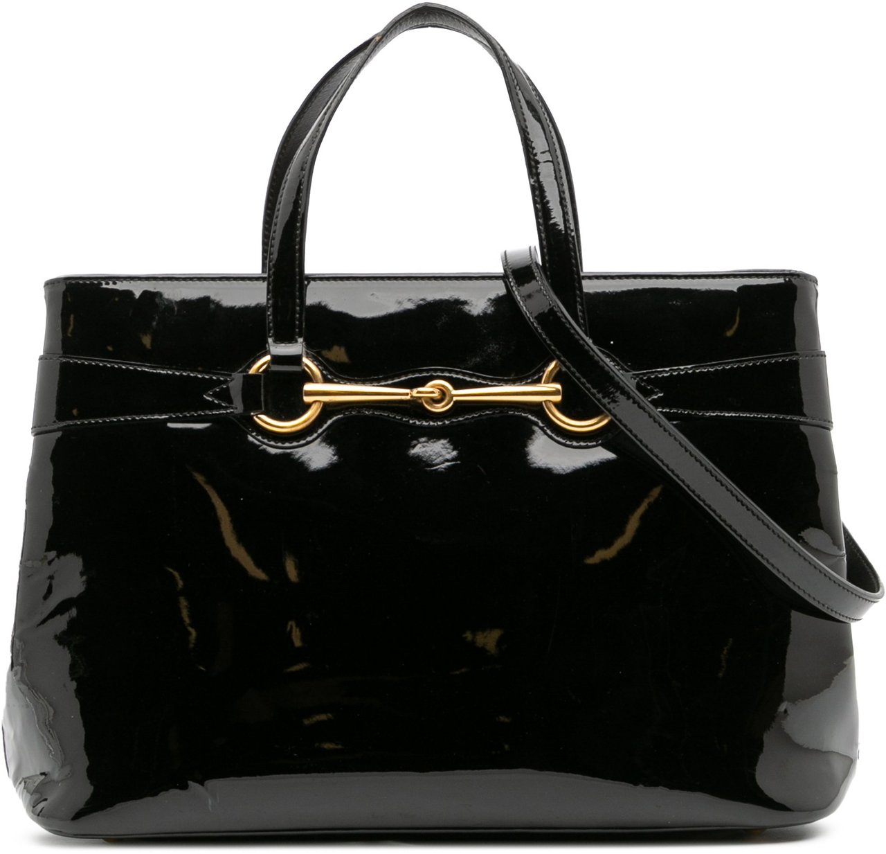 Gucci Patent Bright Bit Satchel Zwart