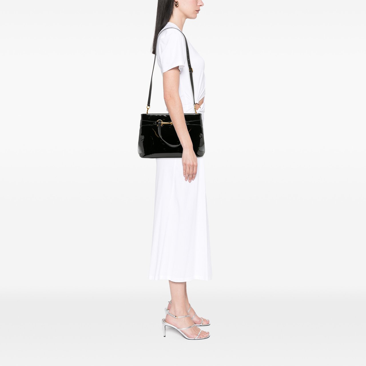 Gucci Patent Bright Bit Satchel Zwart