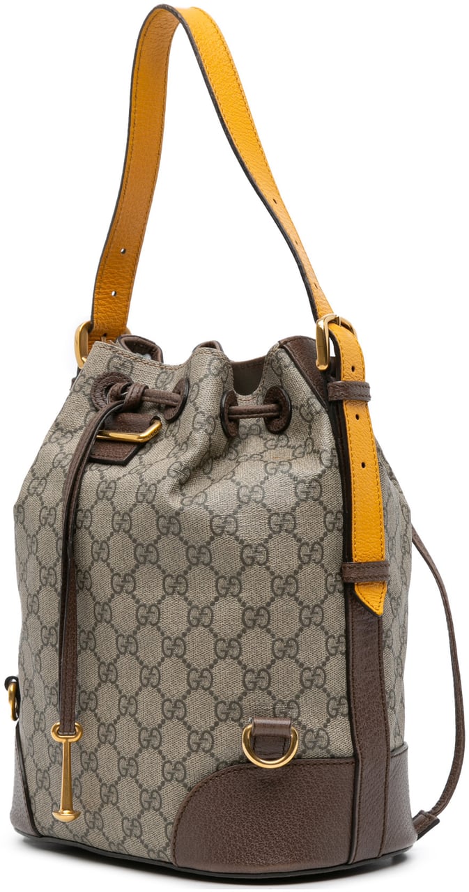 Gucci GG Supreme Neo Vintage Drawstring Bucket Bag Bruin