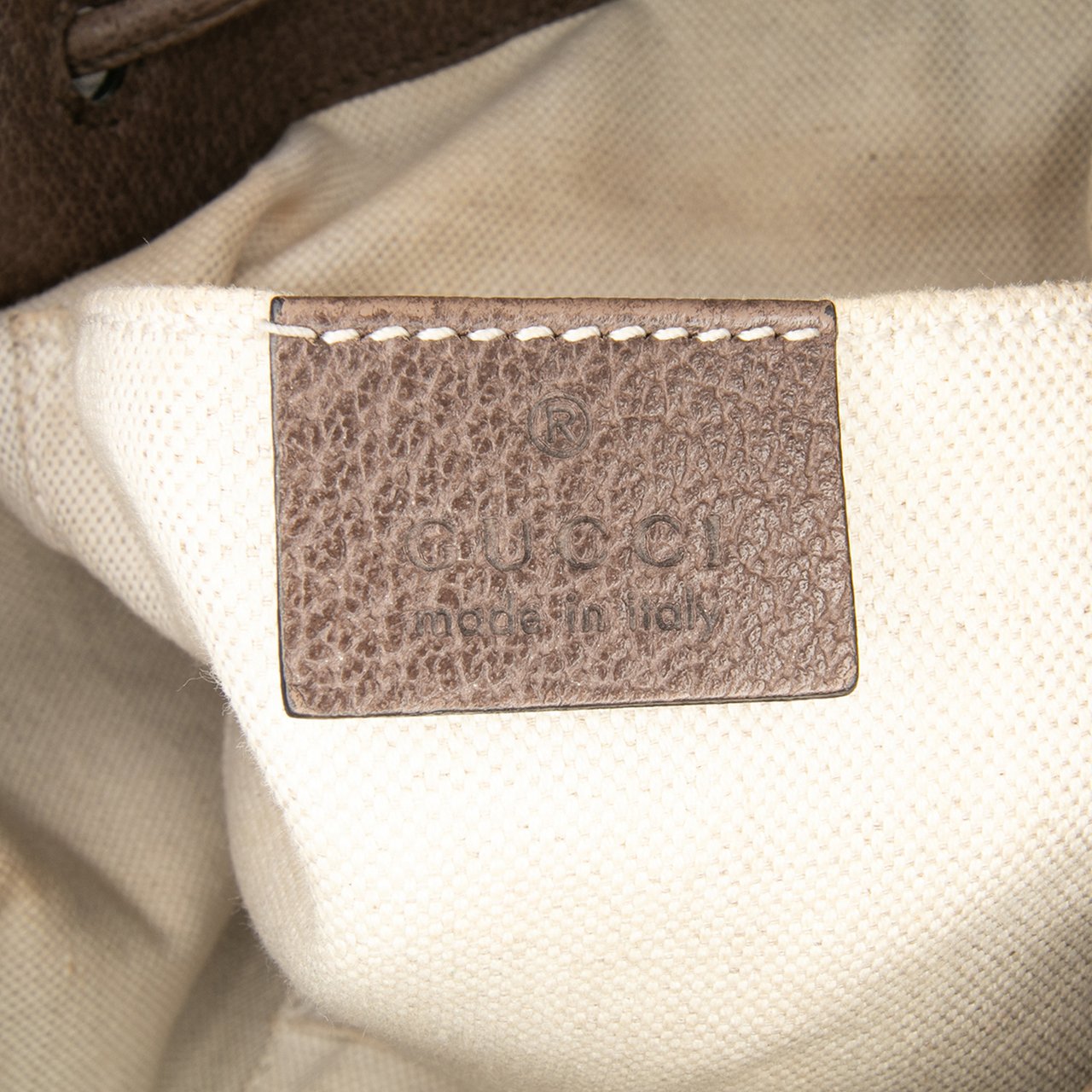 Gucci GG Supreme Neo Vintage Drawstring Bucket Bag Bruin