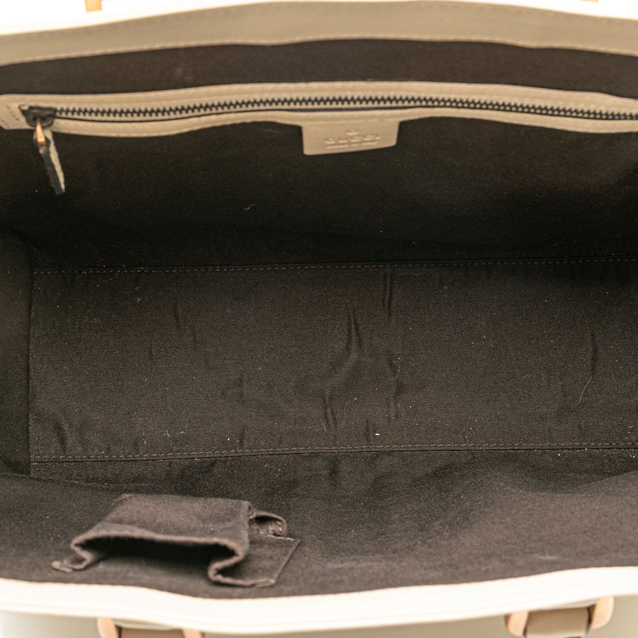 Gucci Calfskin and GG Canvas Nailhead Tote Wit