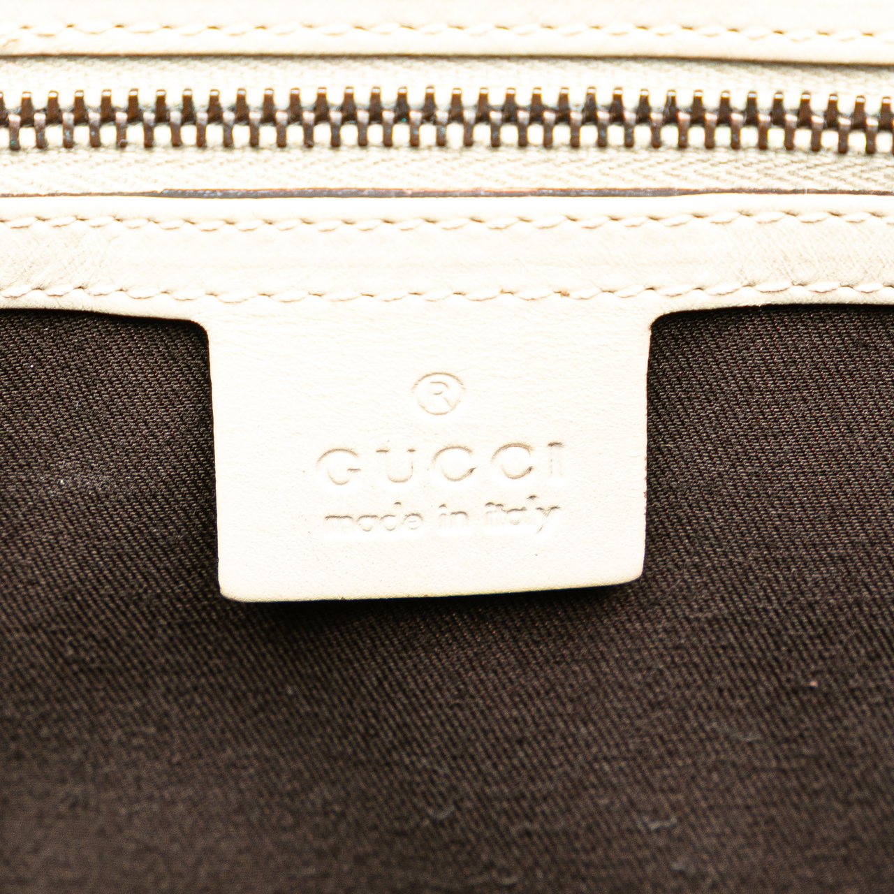 Gucci Calfskin and GG Canvas Nailhead Tote Wit