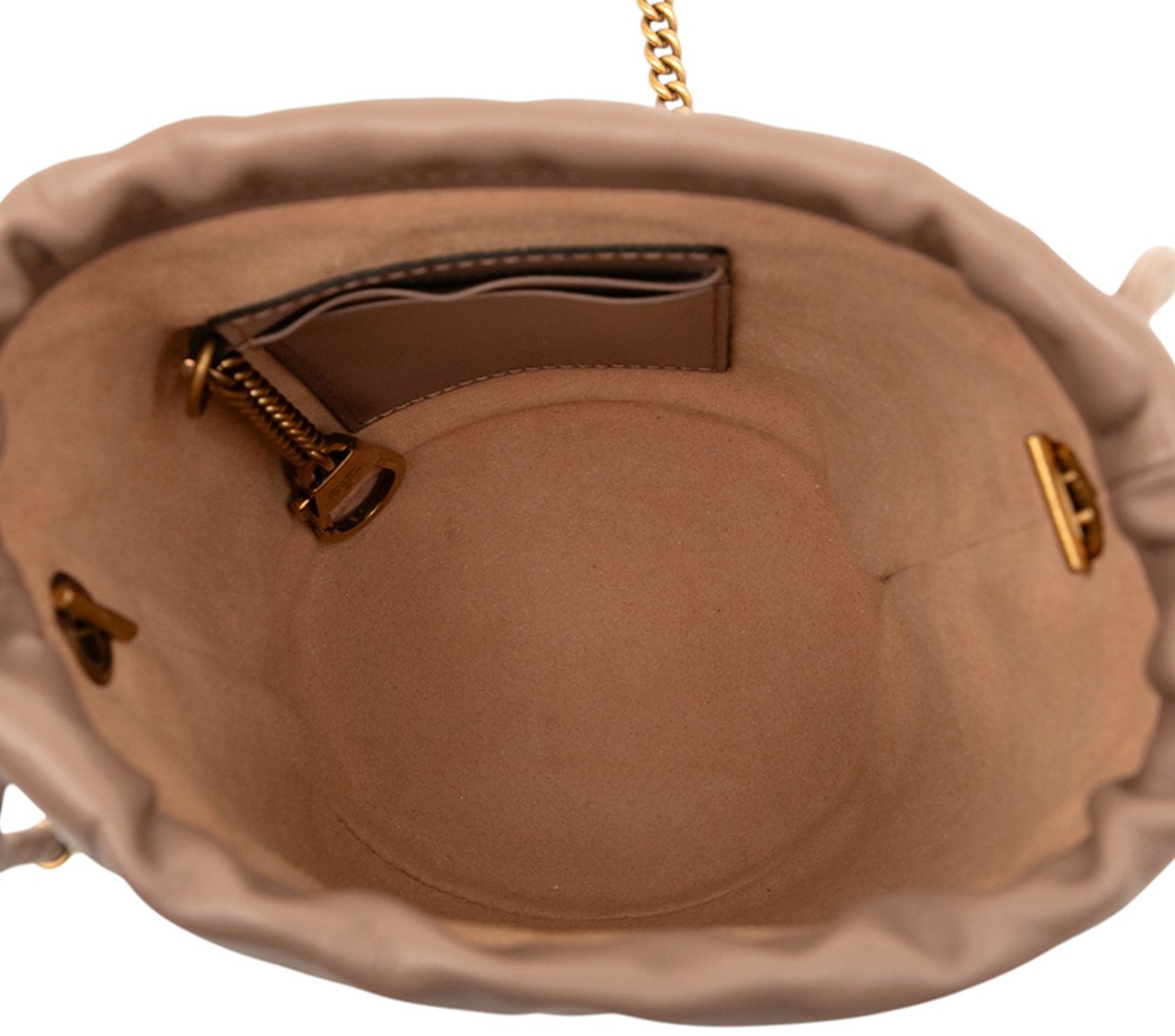 Gucci Small GG Marmont Leather Matelasse Bucket Bag Bruin