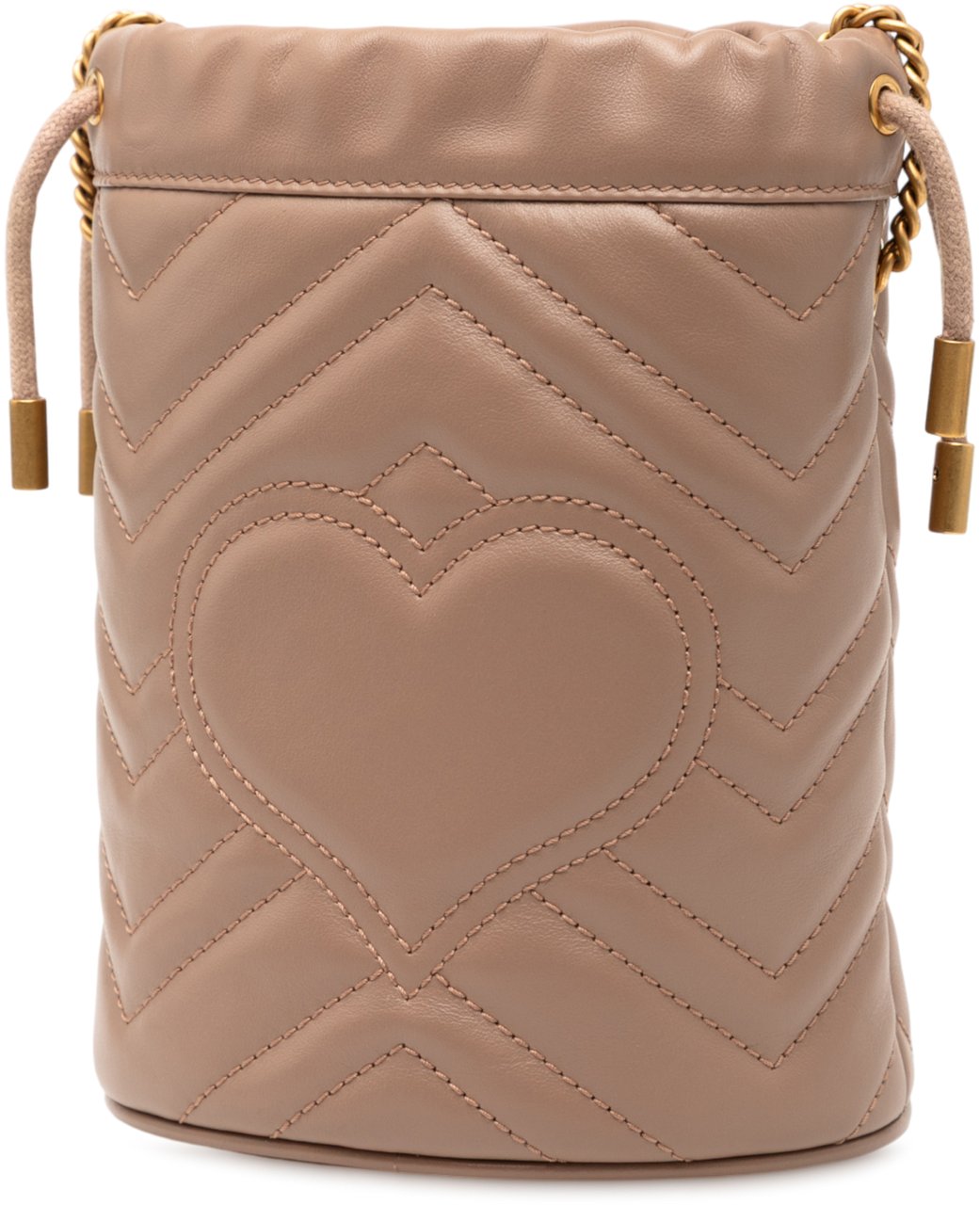 Gucci Small GG Marmont Leather Matelasse Bucket Bag Bruin