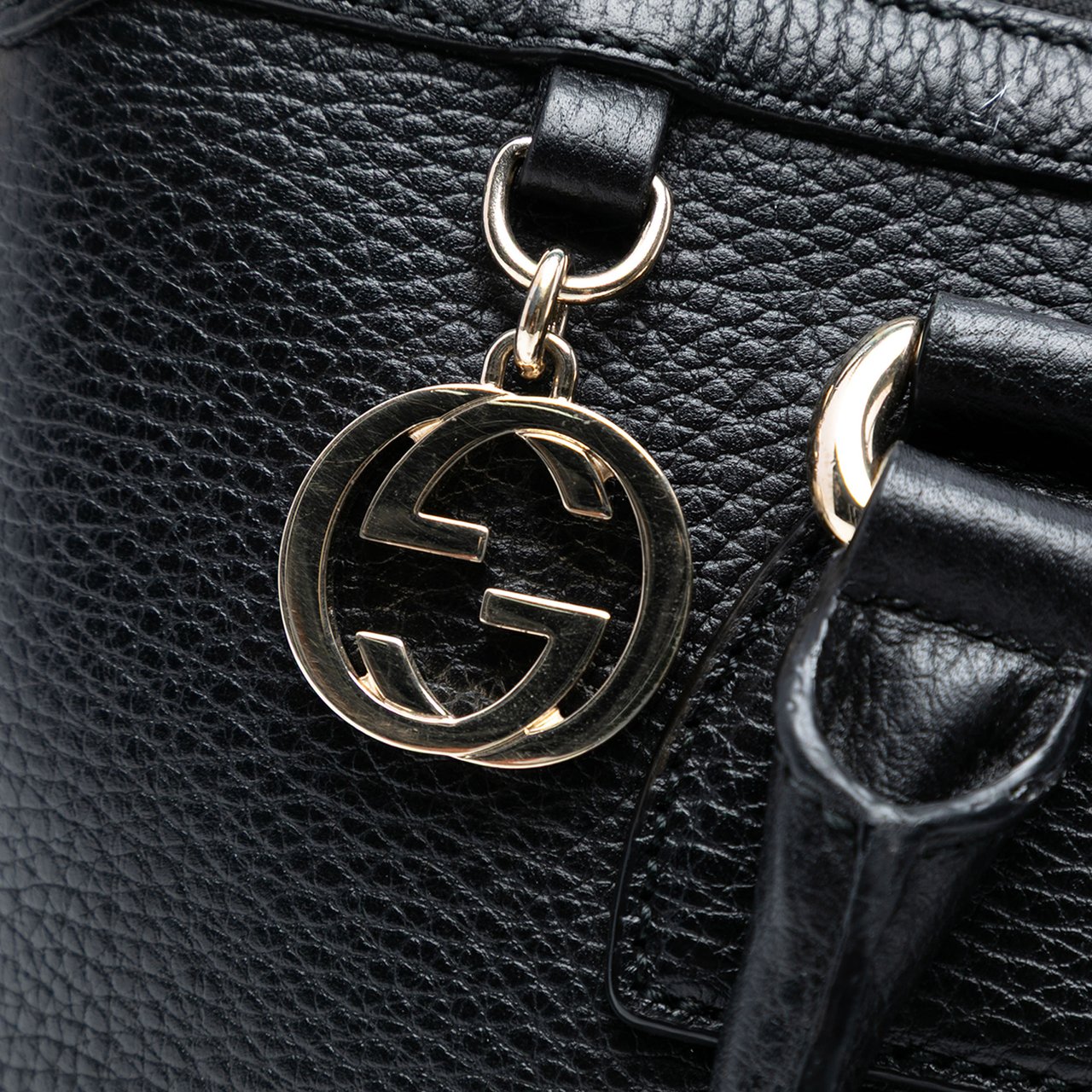 Gucci Dollar Calfskin GG Charm Satchel Zwart