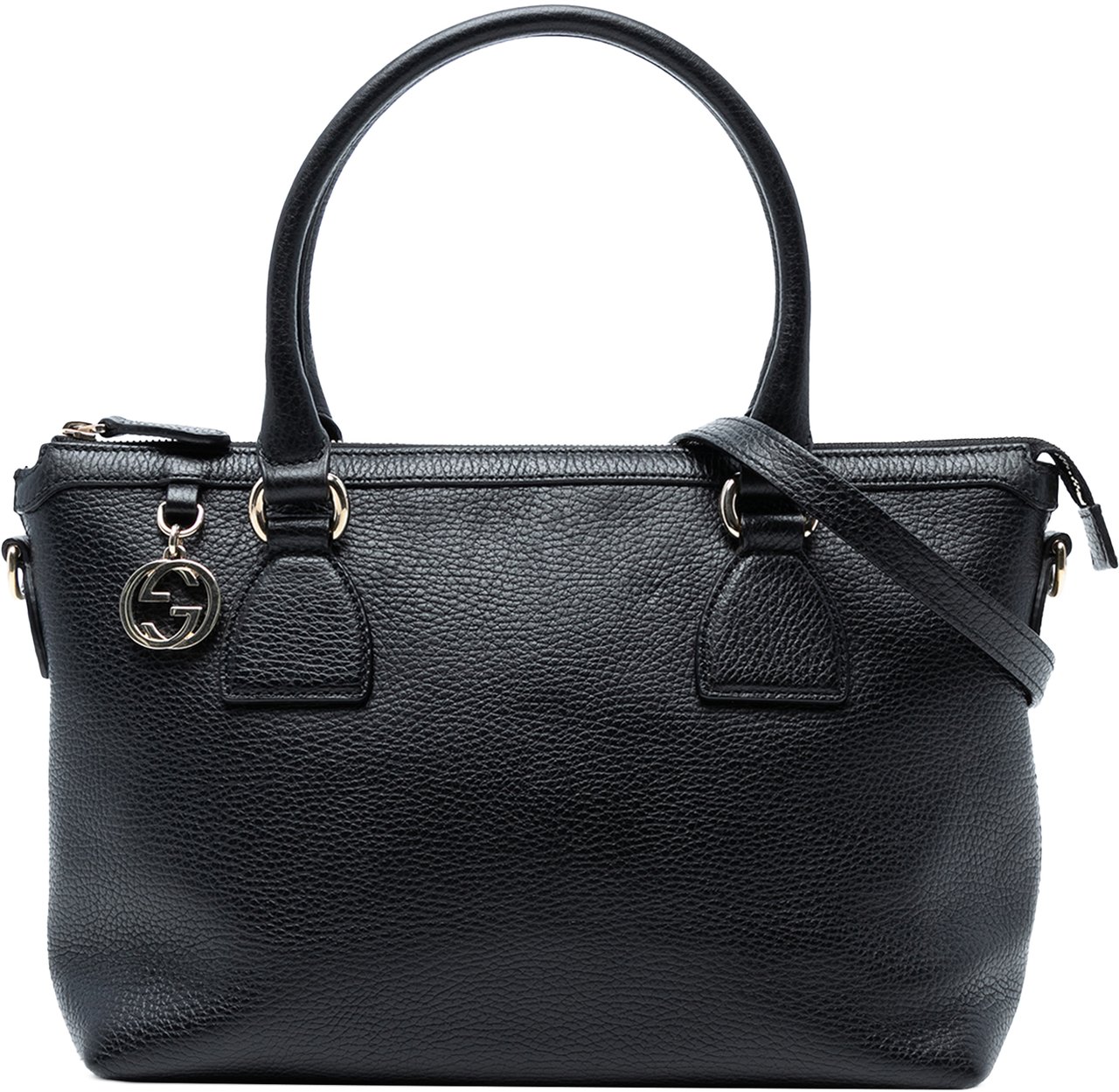 Gucci Dollar Calfskin GG Charm Satchel Zwart